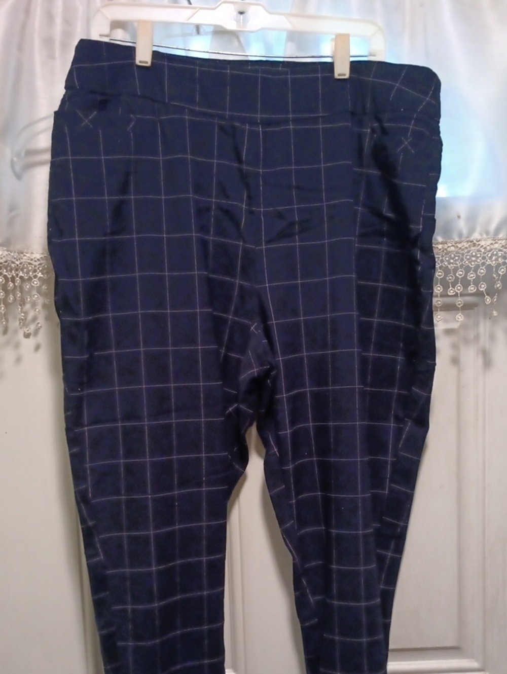 Women's Navy Windowpane Dress Pants